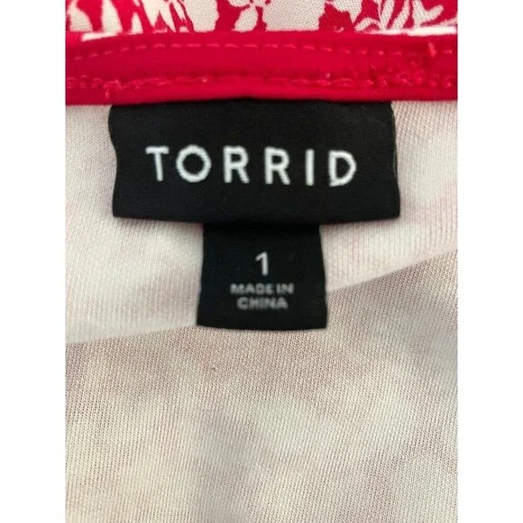 Torrid Maxi Women's Dress 1X Red Floral Cap Sleeve Pleated Fit Flare Pockets EUC - Picture 10 of 12